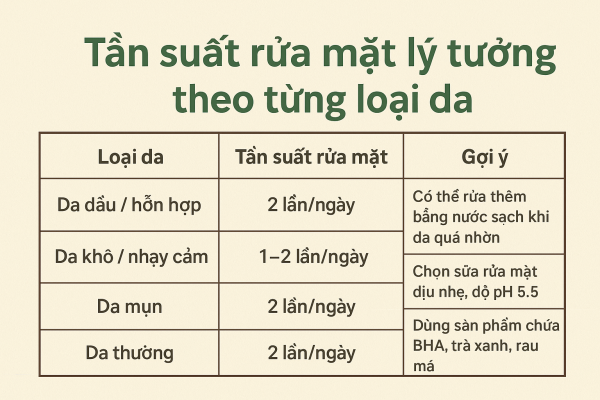 Tần xuất rửa mặt của mọi loại da