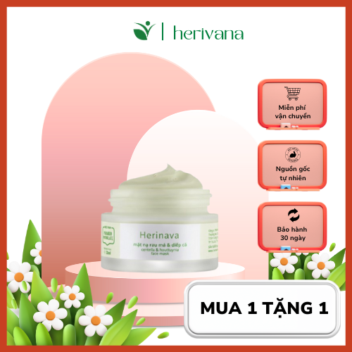 Mặt nạ Rau má & Diếp cá herinava  30ml sạch mụn thuần chay